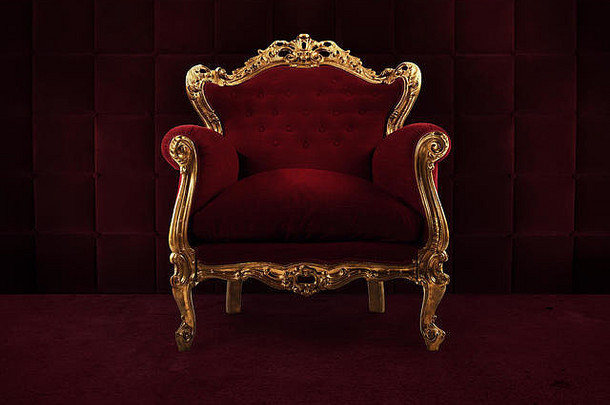 红色的黄金奢侈品扶手椅房间