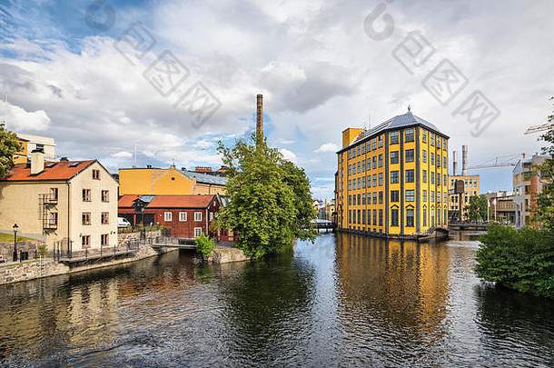 历史纺织工业区域莫塔拉河北雪平瑞典