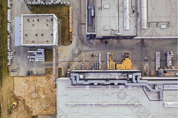 空中视图分布中心无人机摄影工业物流区