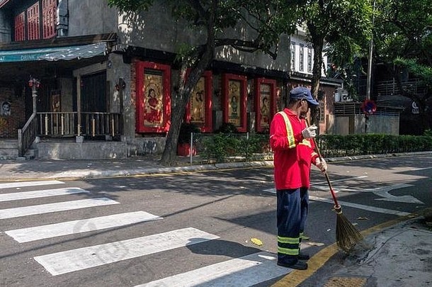 街更清洁的硬工作