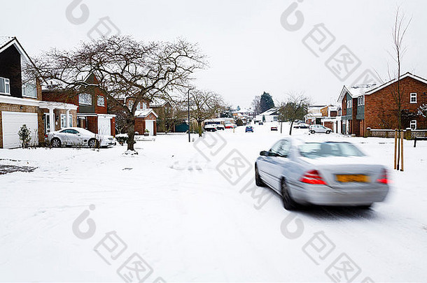 车开车冬天雪路英格兰