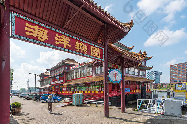 鹿特丹荷兰4月海公园写中国人中国人门领先的中国人宝塔风格酒店餐厅船鹿特丹