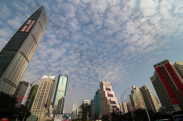 城市景观国际金融公司塔高建筑占据主导地位深圳的天际线