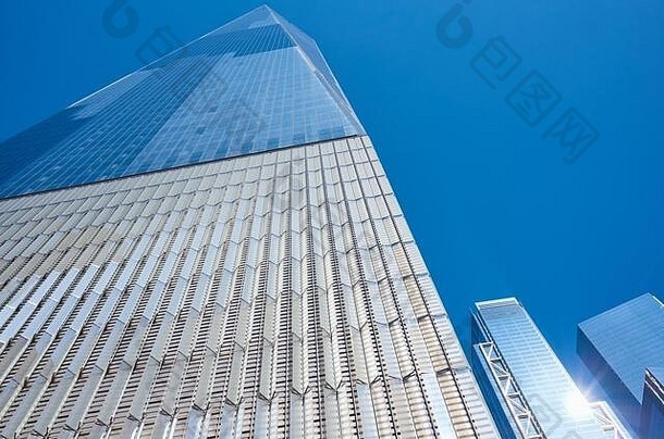 纽约美国7月关闭图片世界贸易中心断续器自由塔蓝色的天空