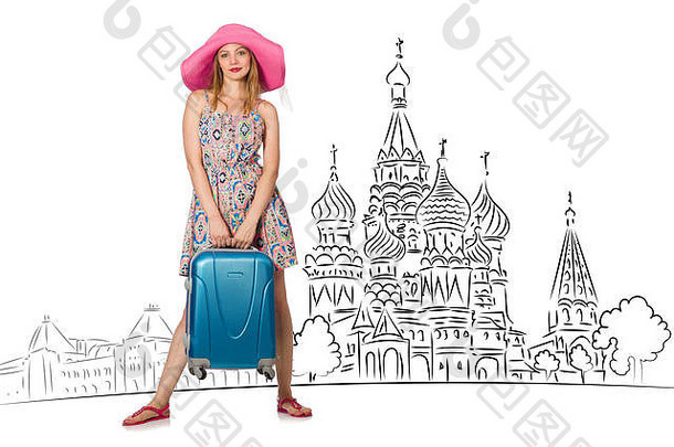 年轻的女孩概念旅游俄罗斯
