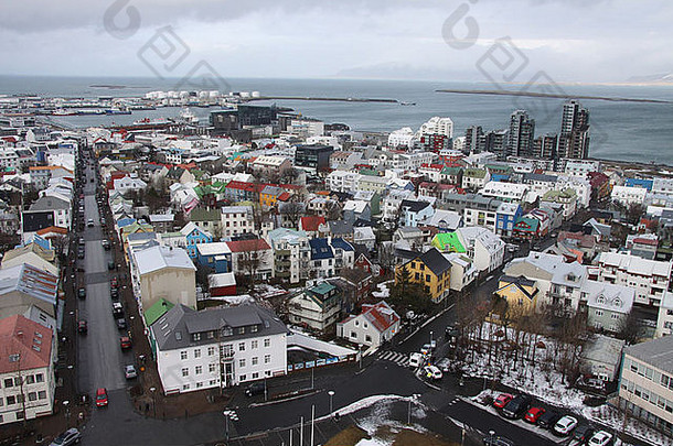 空中视图街道雷克雅维克冰岛