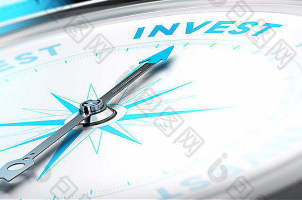 概念上的指南针针指出词投资业务背景图像金融概念