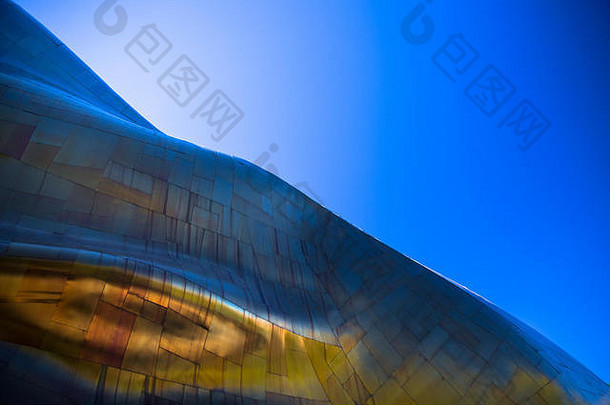 外视图西雅图博物馆流行文化蓝色的天空设计弗兰克盖里西雅图