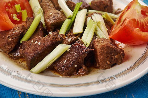 中央亚洲烤肉串羊肉肝