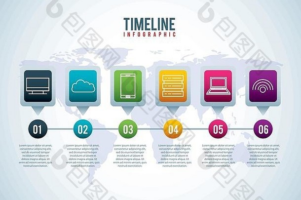 时间轴信息图表世界连接存储系统信息tecgnology