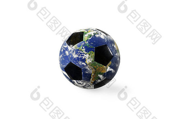 足球球世界地球提供美国国家航空航天局孤立的白色背景
