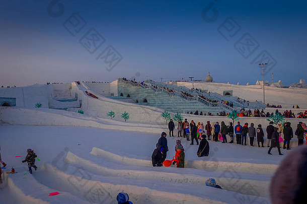 哈尔滨中国2月哈尔滨国际冰雪雕塑节日年度冬天节日需要的地方哈尔滨世界最大冰雪节日
