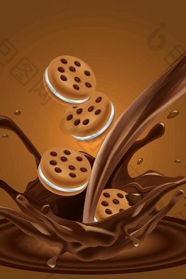 三明治巧克力饼干流动巧克力饼干广告布局包设计