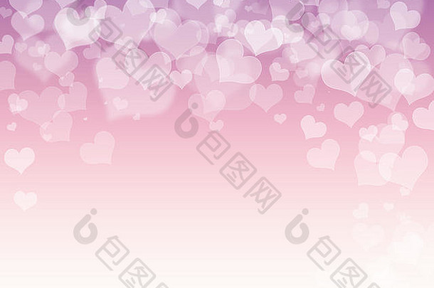 情人节粉红色的心形状紫色的白色背景