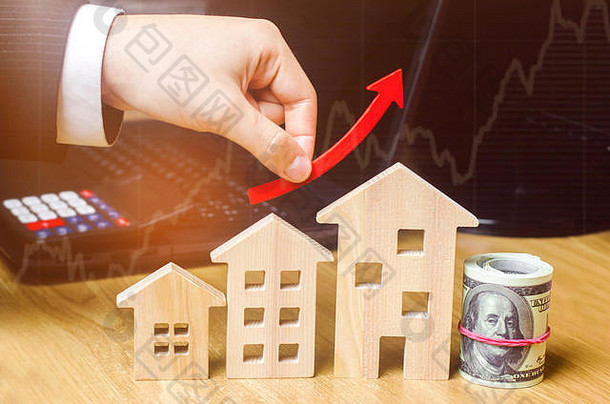 概念真正的房地产市场增长增加住房价格不断上升的价格公用事业公司增加感兴趣抵押贷款不断上升的国际米兰
