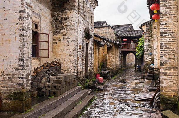 桂林中国俊黄姚明古老的小镇历史街道小巷中国的受欢迎的城镇