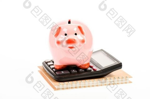 会计软件财务状况投资小猪银行粉红色的猪计算器会计家庭预算会计业务小猪银行象征钱储蓄服务会计