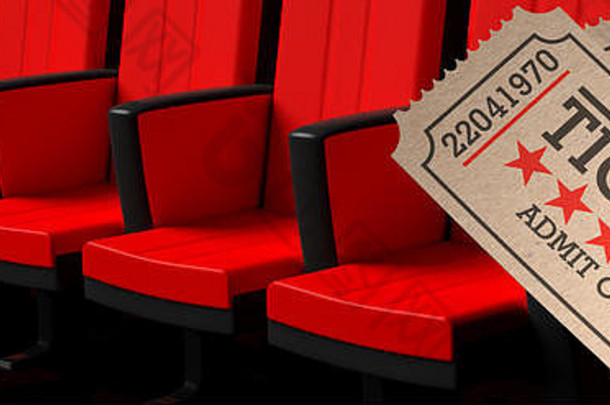电影剧院概念电影类型票米色红色的电影剧院座位背景横幅插图