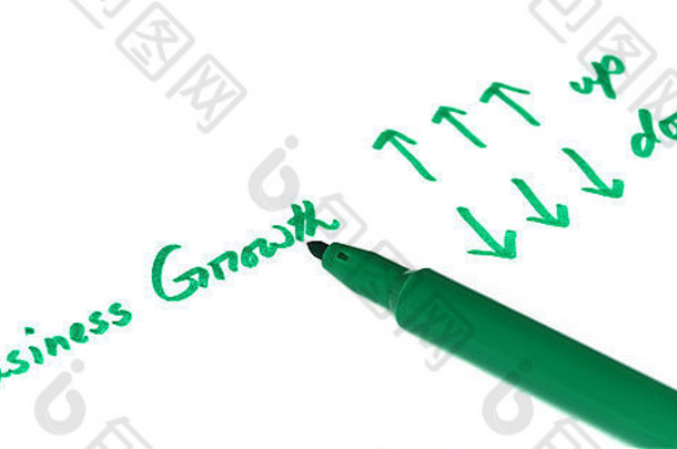 业务增长概念绿色签名笔