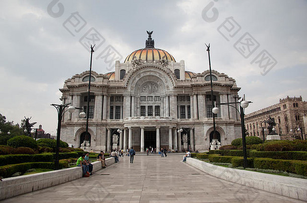 外部视图Palacio贝拉斯艺术宫细艺术著名的文化中心墨西哥城市