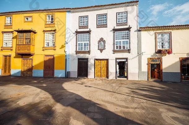 美丽的街视图色彩斑斓的古老的房子小镇拉古纳阳光明媚的一天旅行西班牙语<strong>城市</strong>tenerife岛