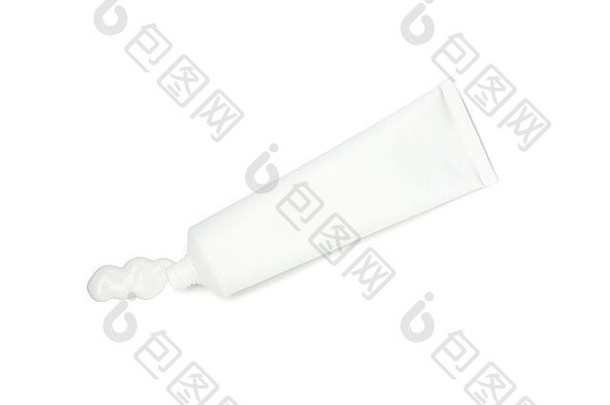 空白管牙膏孤立的白色背景
