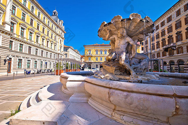 广场维托里奥葡萄园广场喷泉城市的里雅斯特绿意盎然威尼斯朱丽叶地区意大利