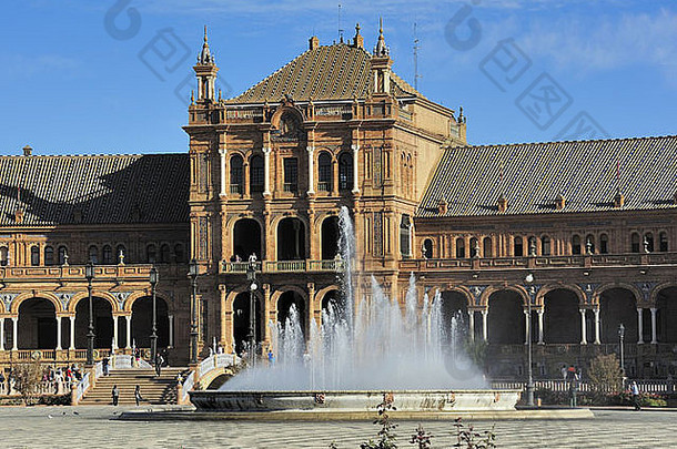 广场西班牙西班牙广场展馆喷泉塞维利亚西班牙