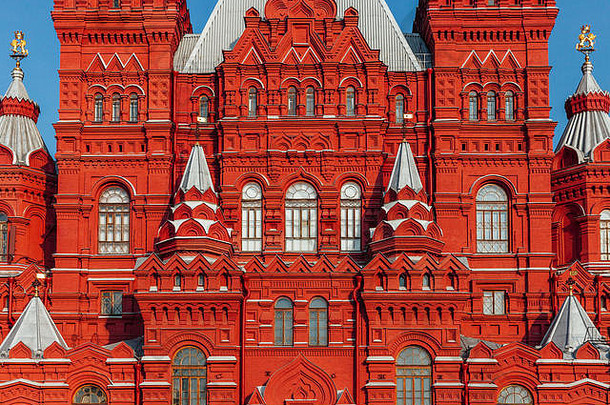建筑细节外观历史状态博物馆俄罗斯红色的广场莫斯科
