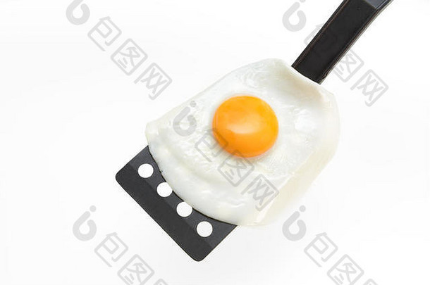 炸蛋抹刀准备好了服务白色背景