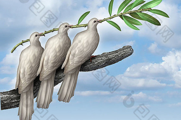 集团外交概念谈判和平白色鸽子工作伙伴关系友谊持有橄榄分支象征联谊会希望未来人类旅程人类权利自由