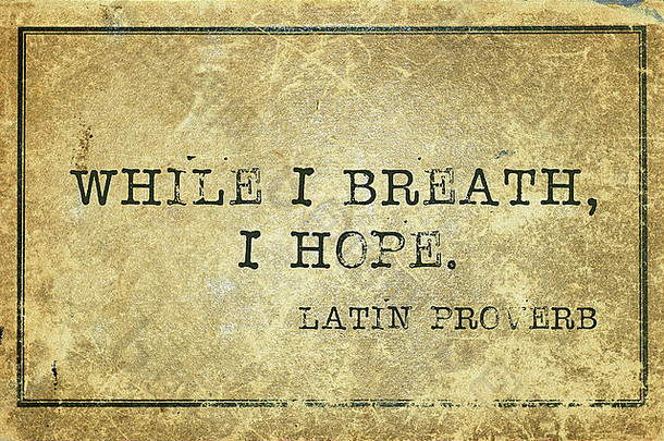呼吸希望古老的拉丁谚语印刷难看的东西古董纸板