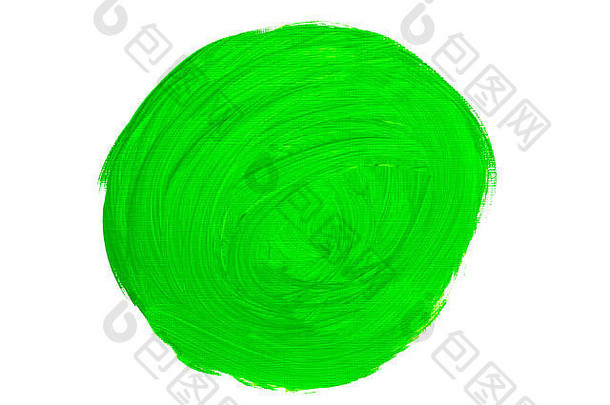 摘要绿色真正的石油绘画刷中风孤立的白色背景