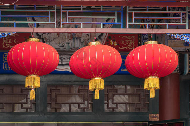 灯笼古老的文化街天津