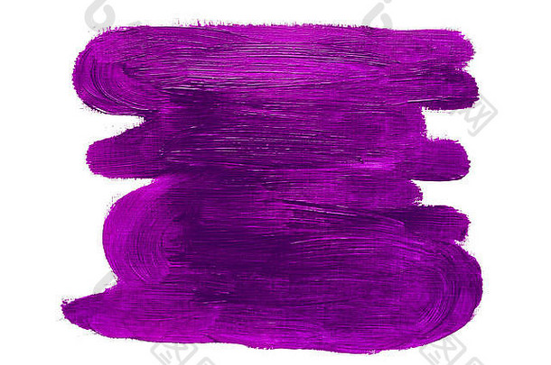 摘要紫罗兰色的紫色的刷中风矩形真正的石油绘画帆布手孤立的白色背景