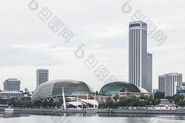 新加坡散步路剧院湾建筑关闭细节空中视图优雅的复古的柔和的颜色