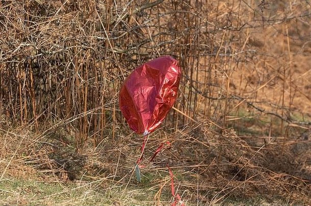 红色的箔<strong>气球</strong>污染环境