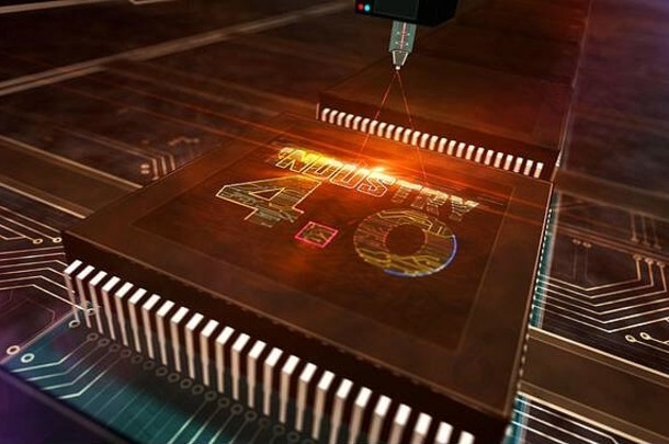 行业创新现代数字技术未来主义的概念Cpu生产行摘要呈现插图处理器工厂