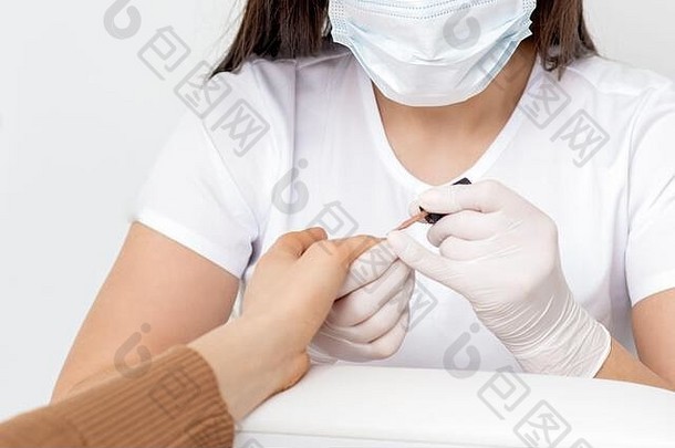 指甲修饰师保护面具绘画女指甲指甲波兰的修指甲沙龙