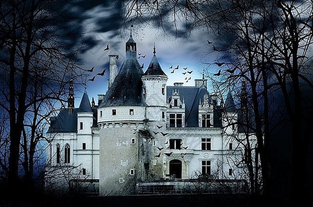 闹鬼城堡黑暗可怕的恐怖大气