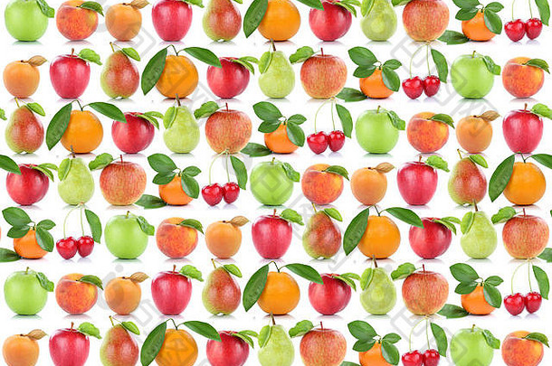 水果背景苹果橙色水果苹果杏橙子樱桃梨