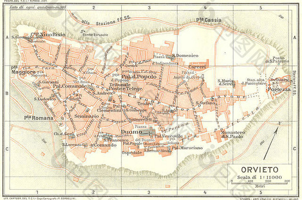 奥维多古董小镇城市地图计划意大利