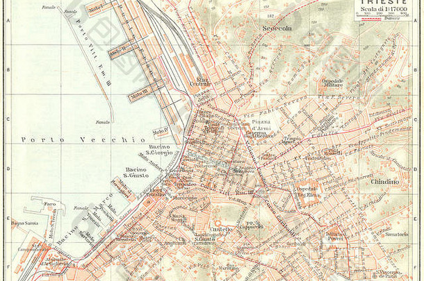 的里雅斯特古董小镇城市地图计划意大利