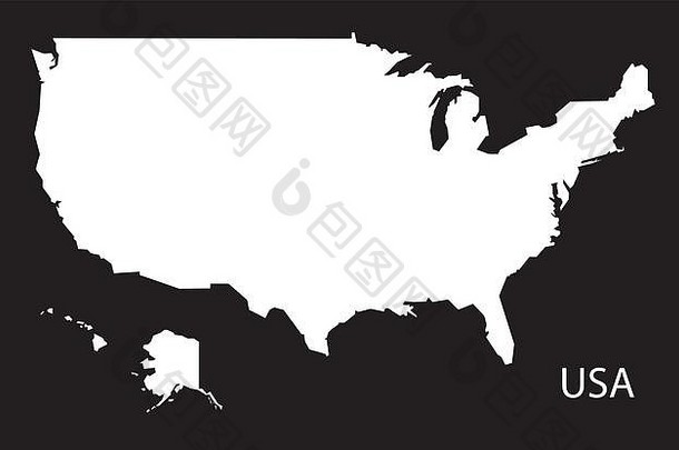 美国地图黑色的白色