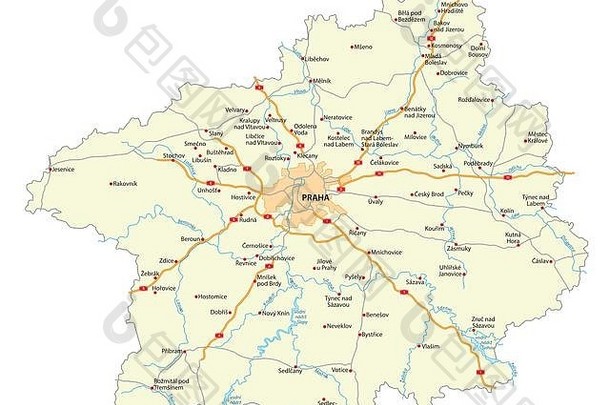 路地图捷克地区中波希米亚克拉吉中央波西米亚
