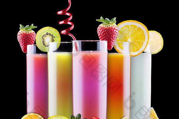 集美味的夏天水果汁玻璃管