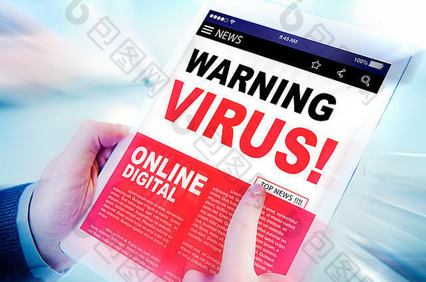 数字在线互联网警告威胁病毒概念
