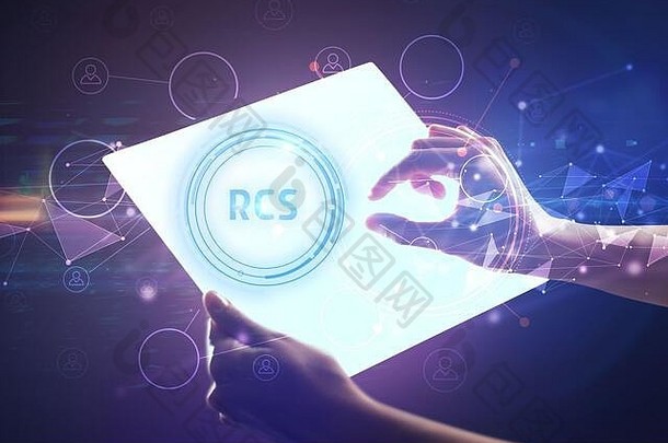 手holdig未来主义的平板电脑rcs登记现代技术概念
