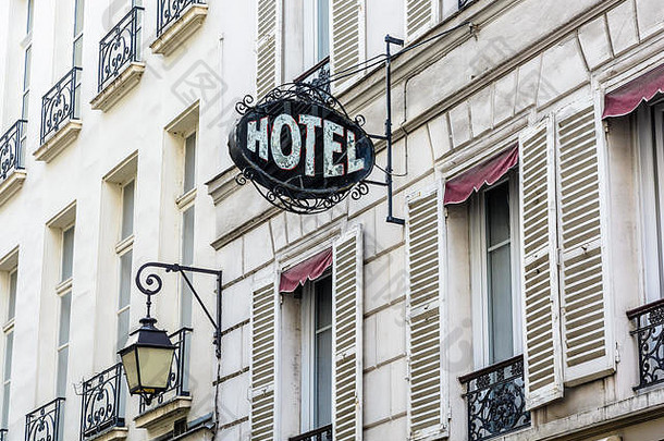 穿造成铁标志适度的酒店外观建筑古董街光旅游区巴黎