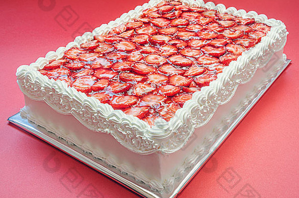 生日蛋糕草莓红色的背景